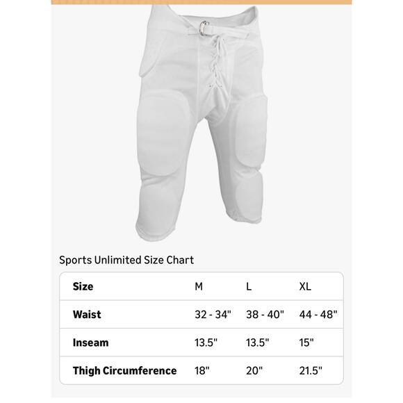 Sports Unlimited Double Knit Integrated Men’s Football Practice Pants Size Large - Picture 2 of 4